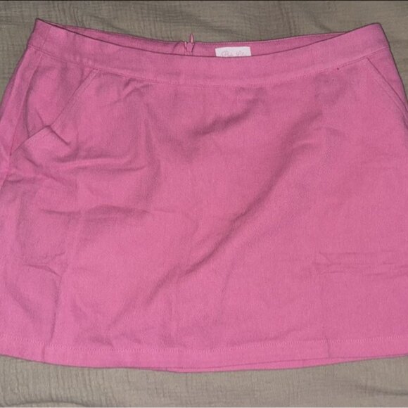 PINK LILY PINK DENIM SKORT - LARGE - Picture 1 of 1